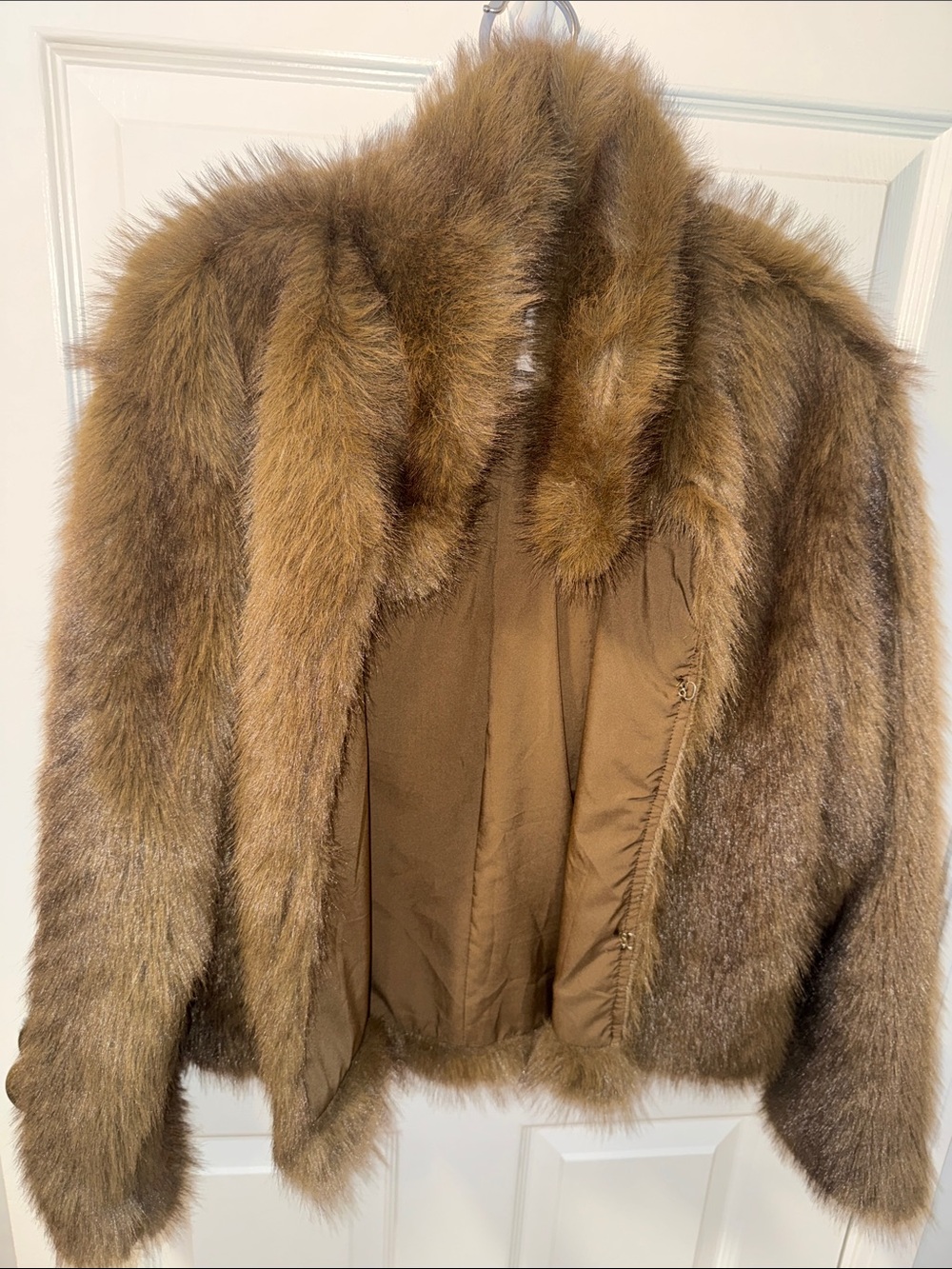 Princess Polly Faux Fur Jacket in Brown Size S/M